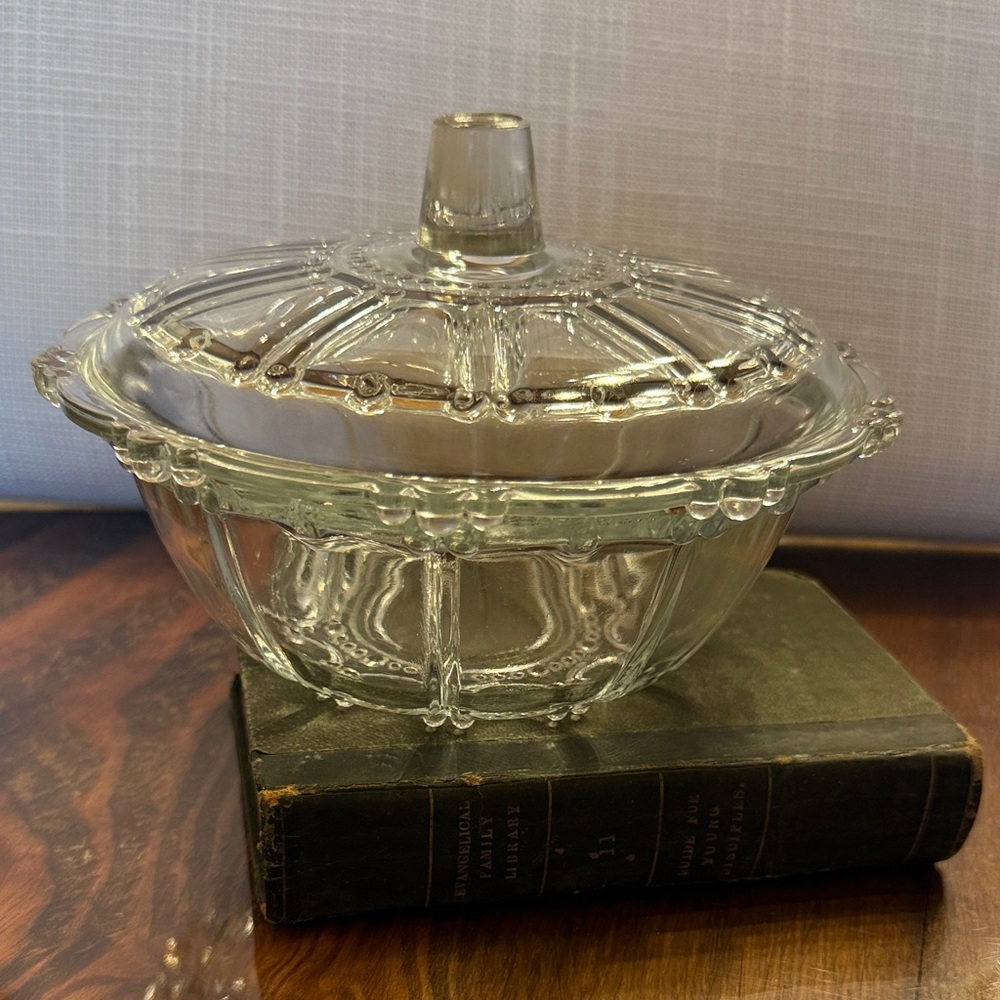 Vintage KIG Clear Crystal Glass Candy Dish with Lid